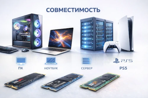 Совместимость SSD для ПК, ноутбука, PS5 и сервера